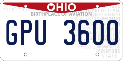 OH license plate GPU3600
