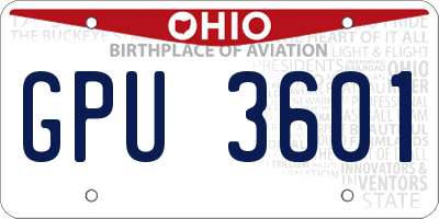 OH license plate GPU3601