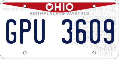 OH license plate GPU3609