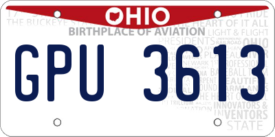 OH license plate GPU3613