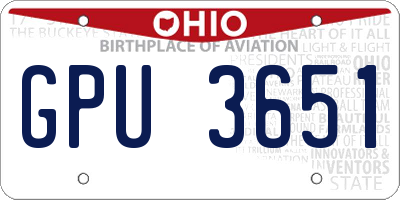 OH license plate GPU3651