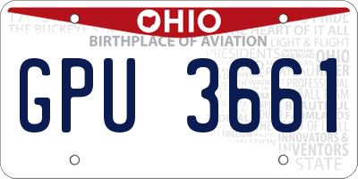OH license plate GPU3661