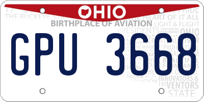 OH license plate GPU3668