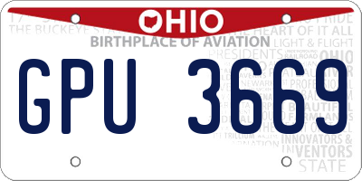 OH license plate GPU3669