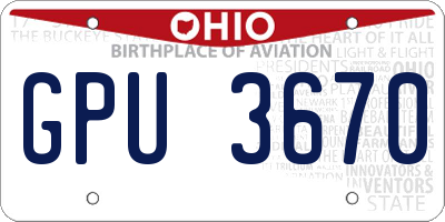 OH license plate GPU3670