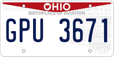 OH license plate GPU3671