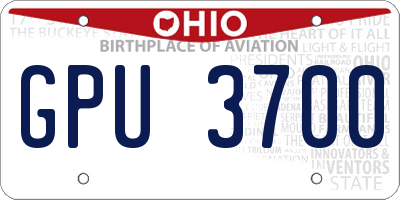 OH license plate GPU3700