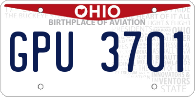 OH license plate GPU3701