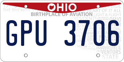 OH license plate GPU3706
