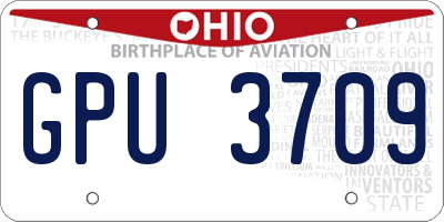 OH license plate GPU3709