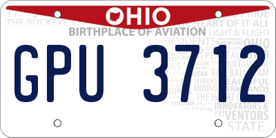OH license plate GPU3712