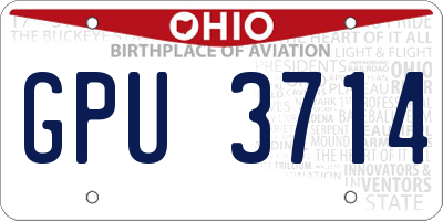 OH license plate GPU3714