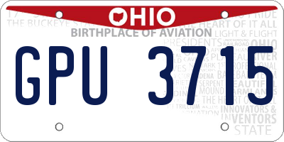 OH license plate GPU3715