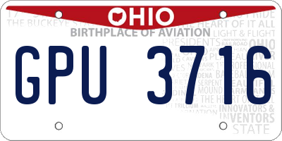 OH license plate GPU3716