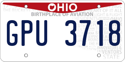 OH license plate GPU3718