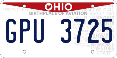 OH license plate GPU3725