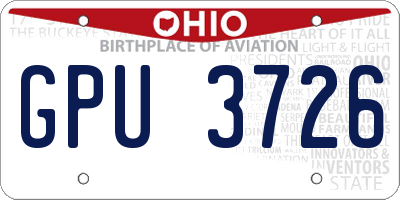 OH license plate GPU3726