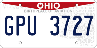 OH license plate GPU3727