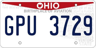 OH license plate GPU3729
