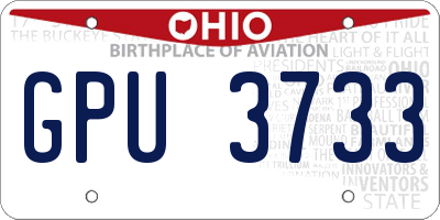 OH license plate GPU3733