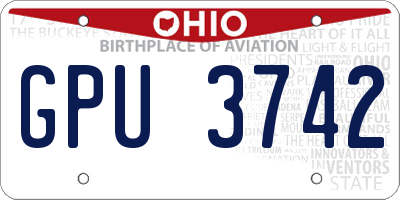 OH license plate GPU3742