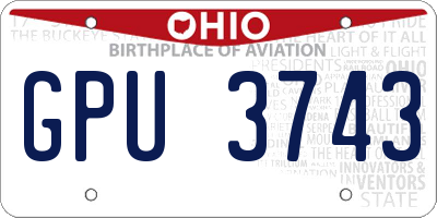 OH license plate GPU3743