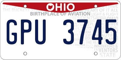 OH license plate GPU3745