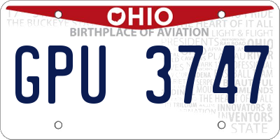 OH license plate GPU3747