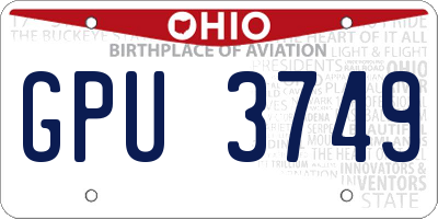 OH license plate GPU3749