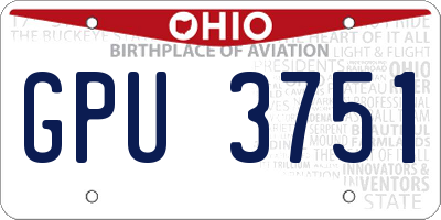 OH license plate GPU3751