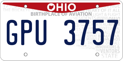 OH license plate GPU3757