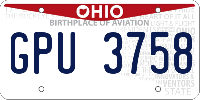 OH license plate GPU3758