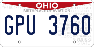 OH license plate GPU3760