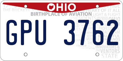 OH license plate GPU3762