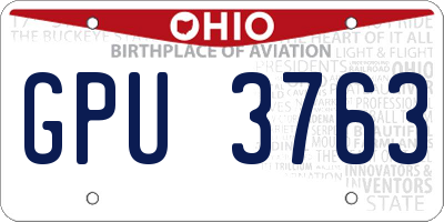 OH license plate GPU3763