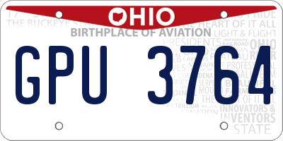 OH license plate GPU3764