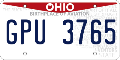 OH license plate GPU3765