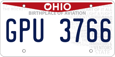 OH license plate GPU3766