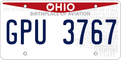 OH license plate GPU3767
