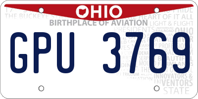 OH license plate GPU3769