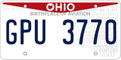 OH license plate GPU3770