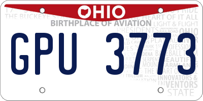 OH license plate GPU3773