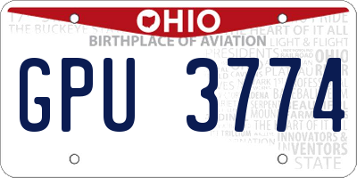 OH license plate GPU3774