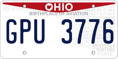 OH license plate GPU3776