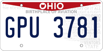 OH license plate GPU3781