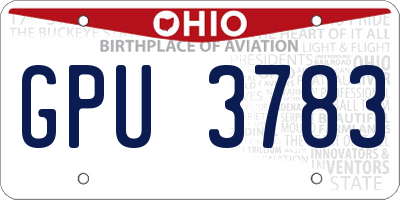 OH license plate GPU3783
