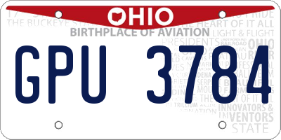OH license plate GPU3784