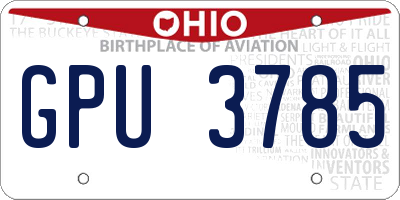 OH license plate GPU3785