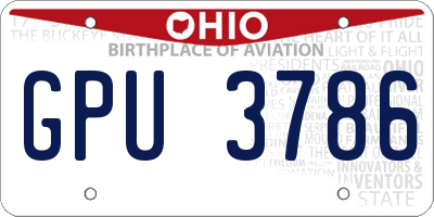 OH license plate GPU3786