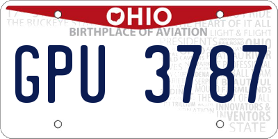 OH license plate GPU3787